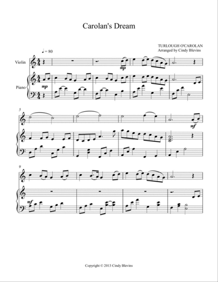 Carolan's Dream, for Piano and Violin Violin Solo scores gallery preview page 2