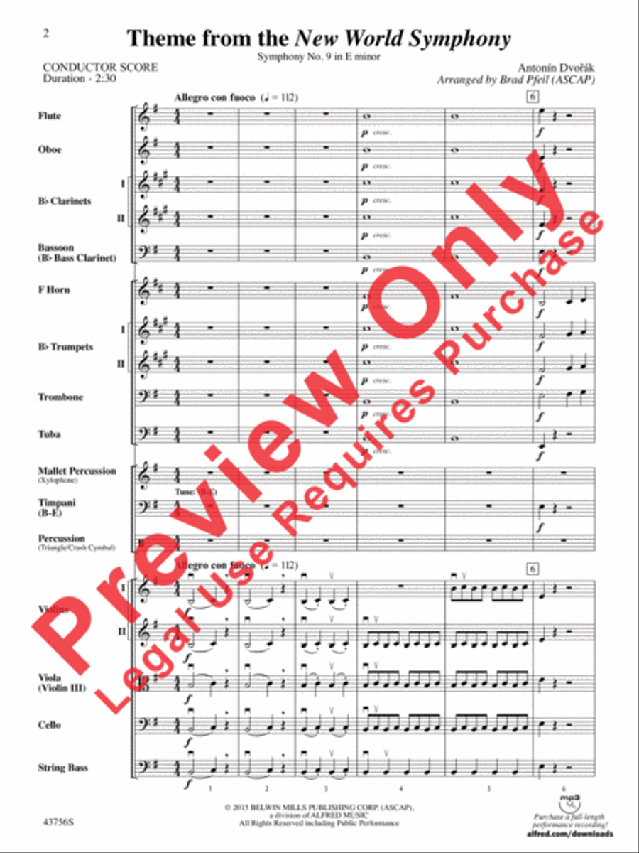 New World Symphony, Theme from the Full Orchestra scores gallery preview page 3