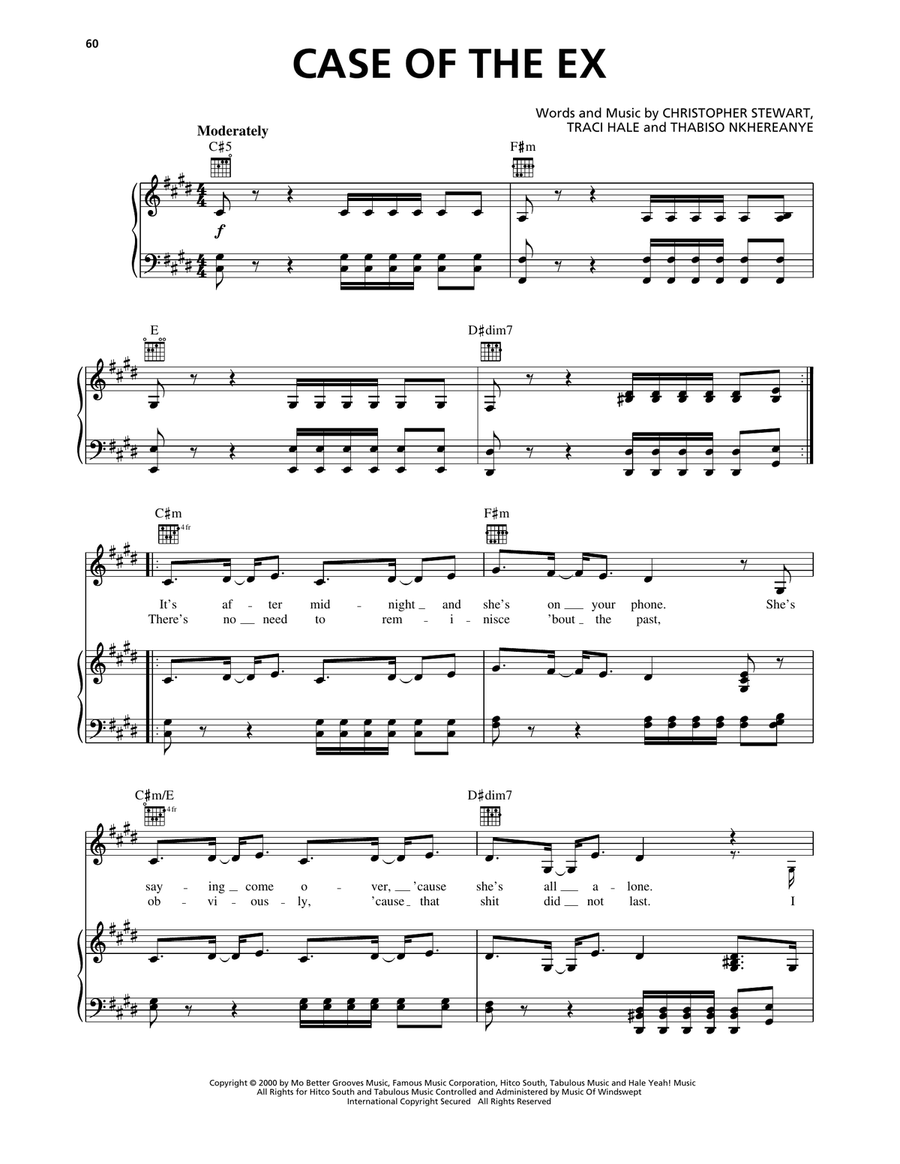 Case Of The Ex (Whatcha Gonna Do) Piano, Vocal, Guitar scores gallery preview page 1