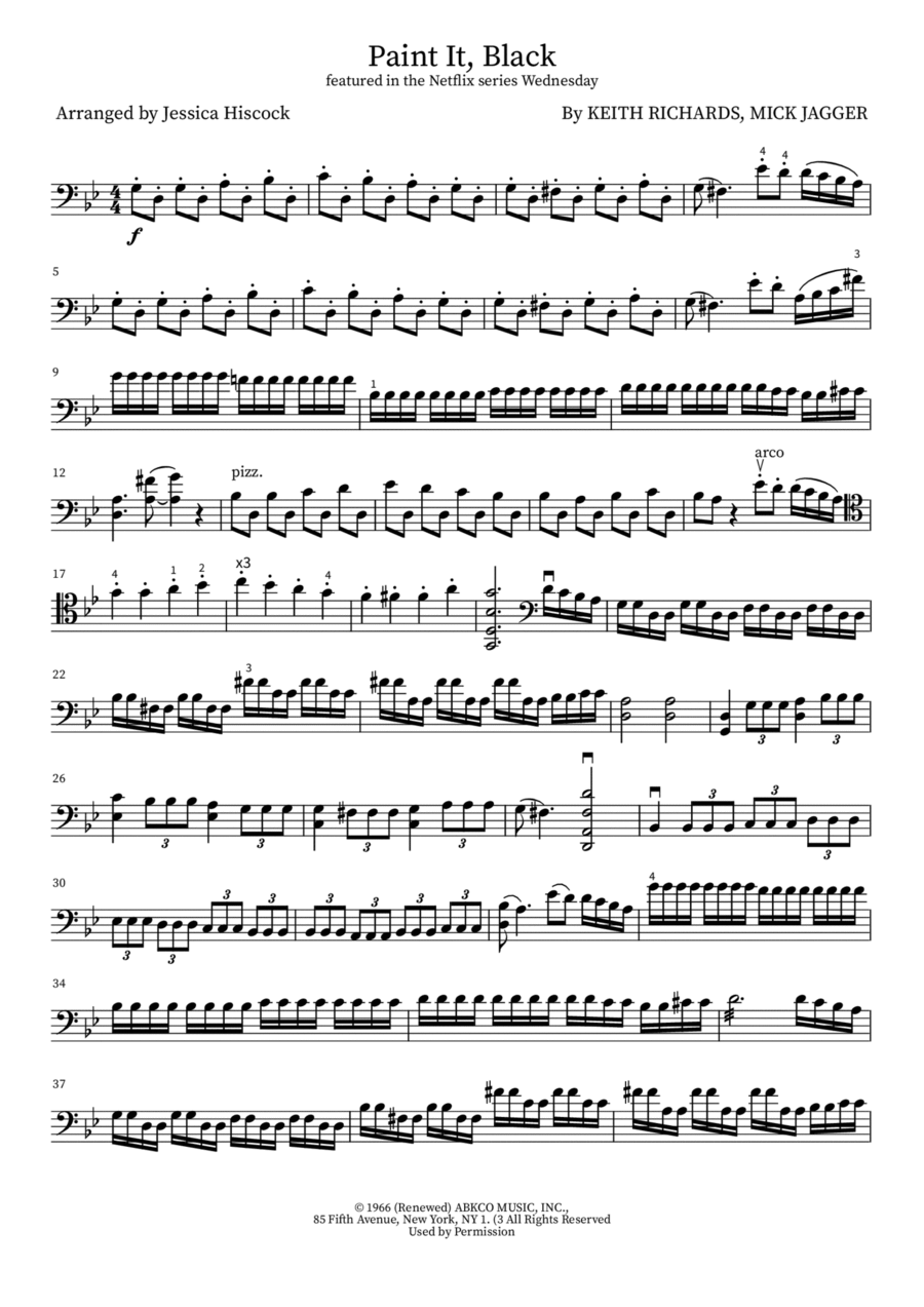 Paint It, Black Cello Solo scores gallery preview page 1