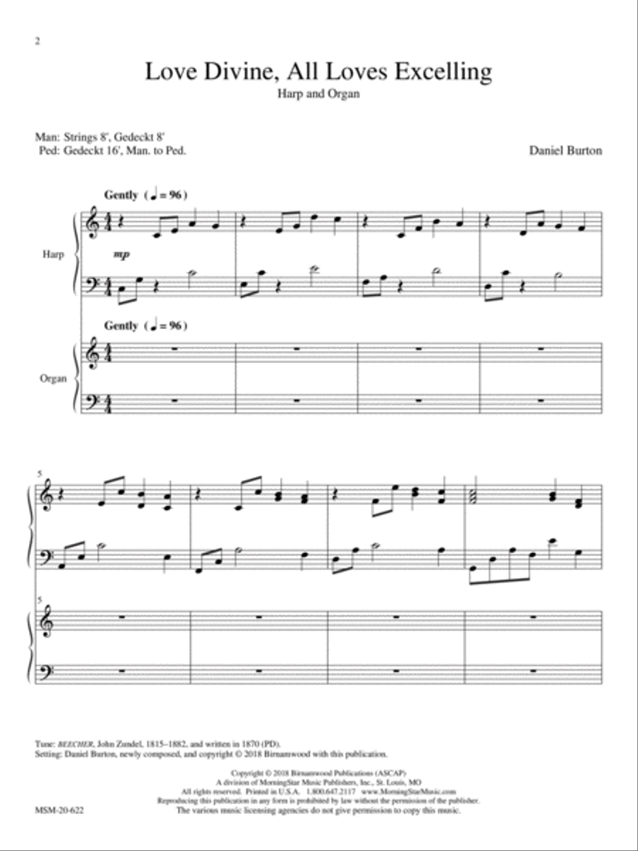 Love Eternal: Three Weddings Hymns for Harp and Organ Harp scores gallery preview page 1