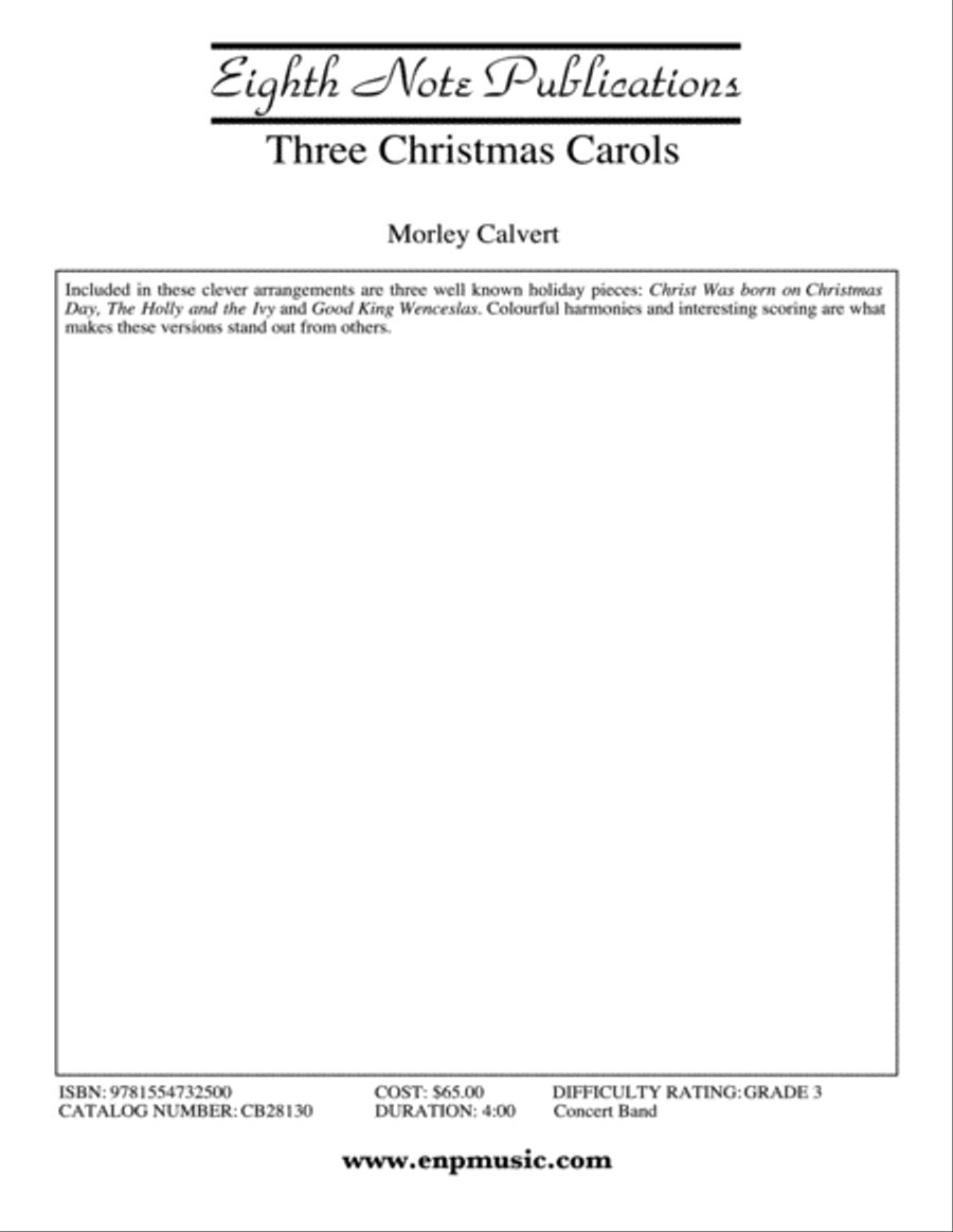 Three Christmas Carols: Score Concert Band scores gallery preview page 2
