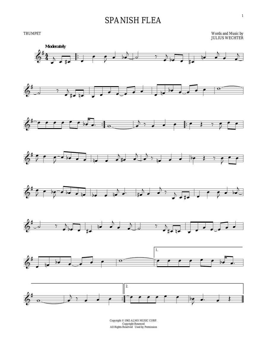 Spanish Flea Trumpet Solo scores gallery preview page 1