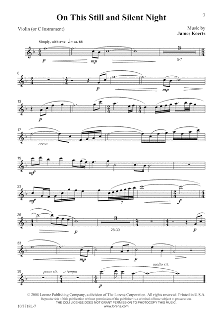 On This Still and Silent Night 4-Part scores gallery preview page 8