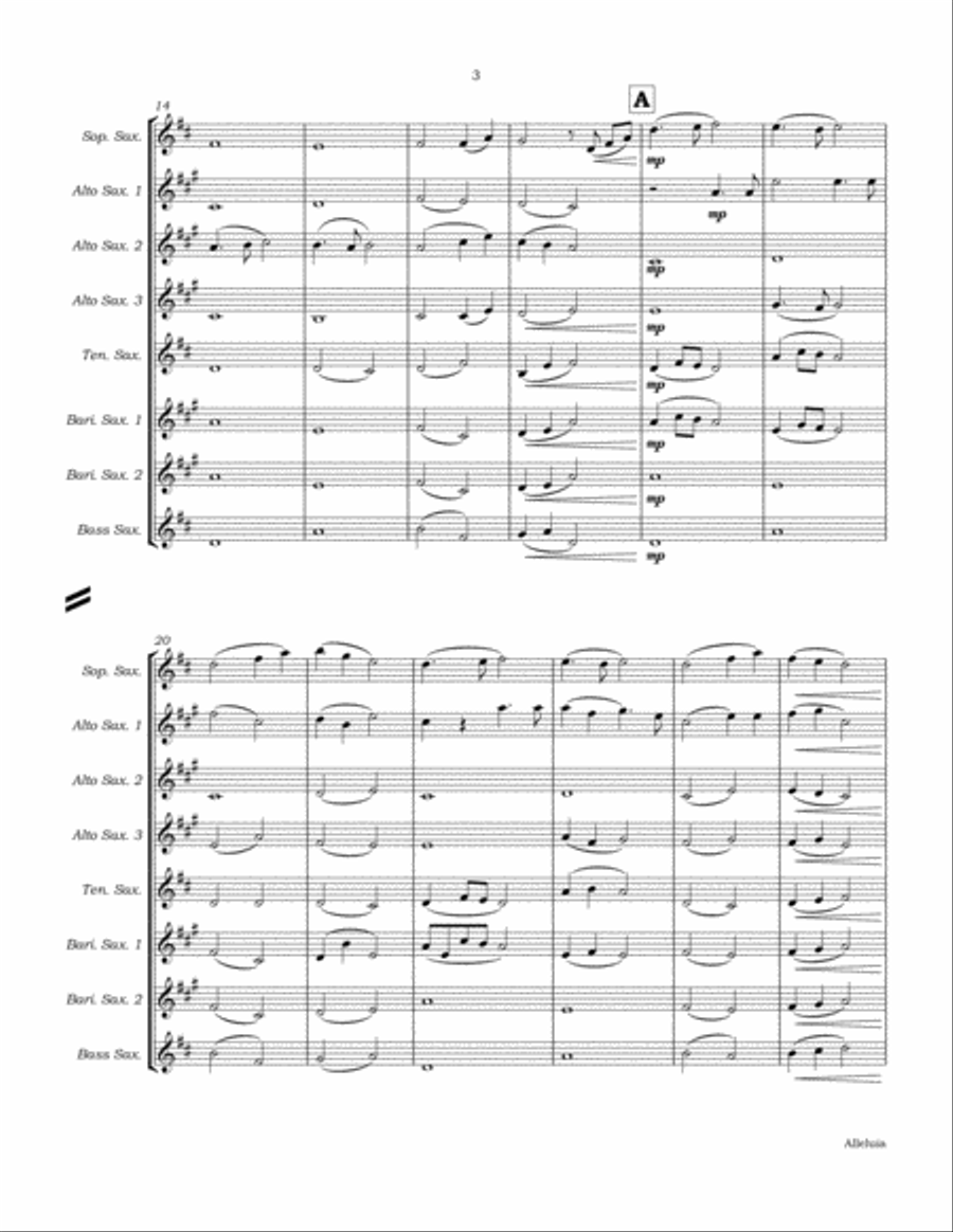 Alleluia from Choeur de Paques a 3 Voix for Saxophone Choir Woodwind Ensemble scores gallery preview page 6