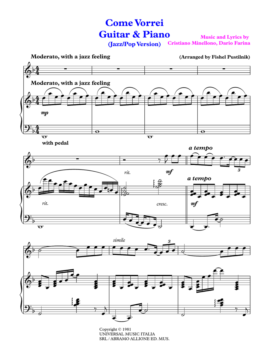 Come Vorrei Guitar scores gallery preview page 2