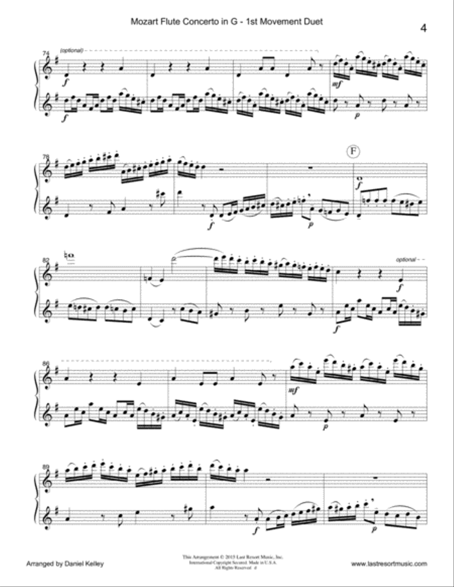 Concerto in G Major K. 313 by Mozart - arranged for Flute Duet (1st Movement) Flute Duet scores gallery preview page 5