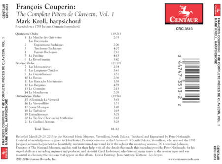 Francois Couperin: The Complete Pieces de Clavecin, Vol. 1
