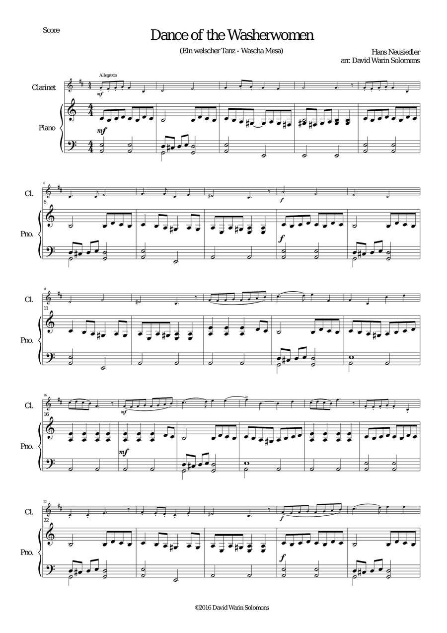 Dance of the Washerwomen (with Hupfauf) for clarinet and piano Clarinet Solo scores gallery preview page 2