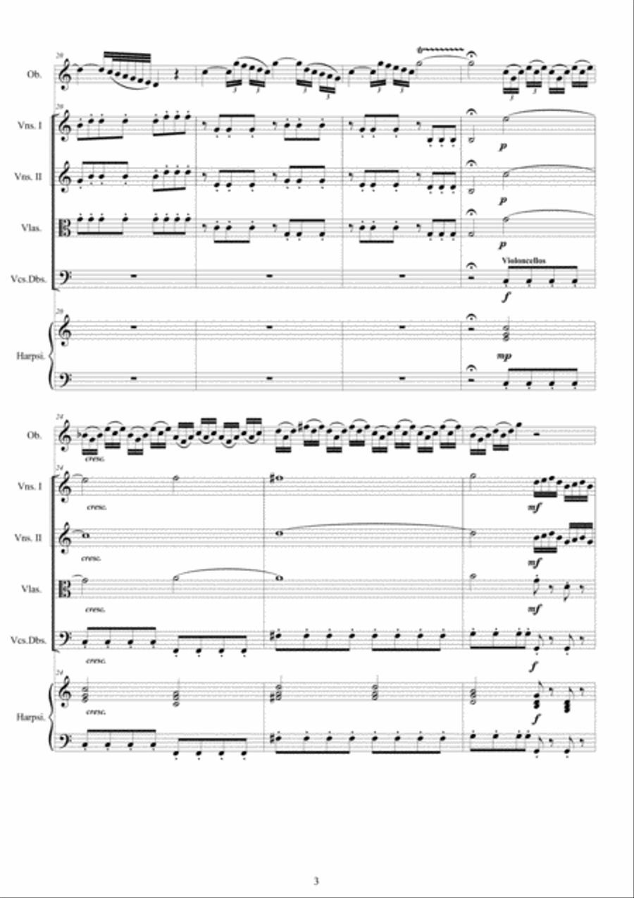 Vivaldi - Oboe Concerto in C major RV 447 for Oboe, Strings and Continuo - Score and Parts Chamber Orchestra scores gallery preview page 3