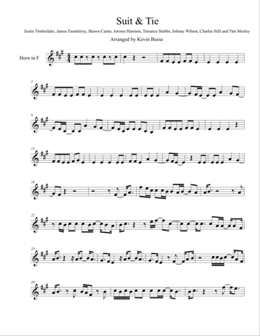 Suit & Tie Suit & Tie Horn Solo scores gallery preview page 1