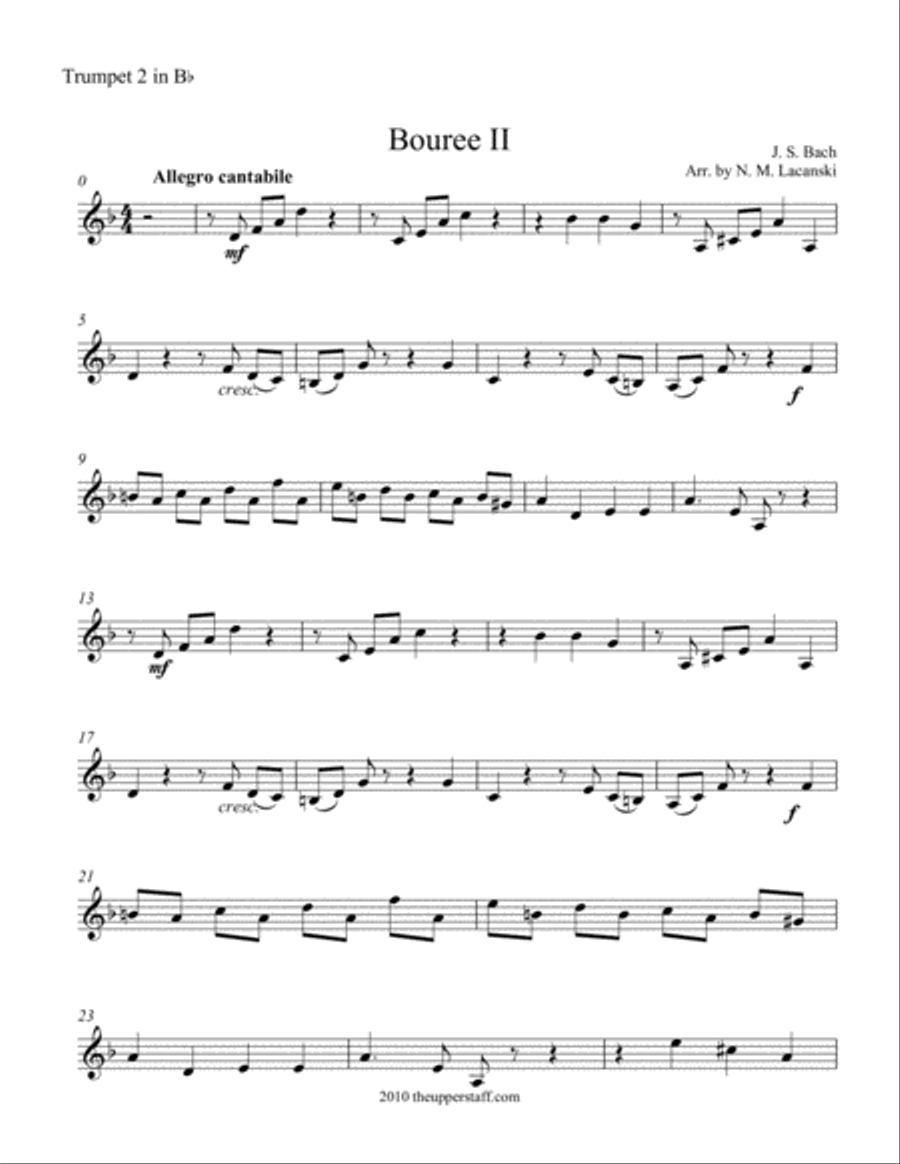 Bouree II Trumpet Duet scores gallery preview page 1