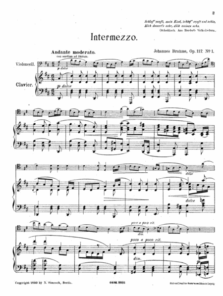 Intermezzo Op. 117 No. 1