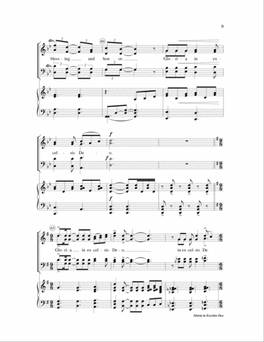 Gloria in Excelsis Deo - SATB 4-Part scores gallery preview page 9