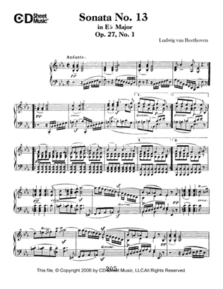 Sonata No. 13 In E-flat Major, Quasi Fantasia, Op. 27, No. 1