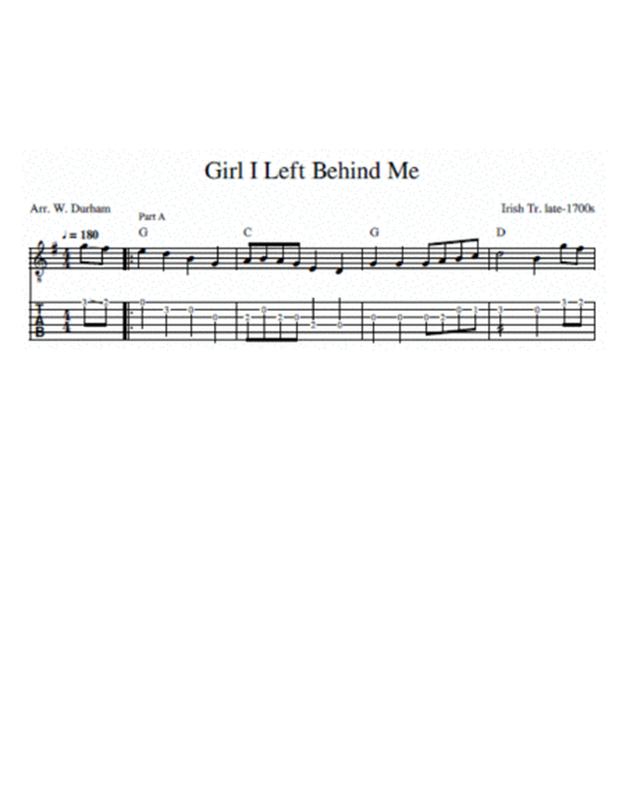 Girl I Left Behind Me - for Guitar image number null