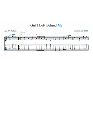 Girl I Left Behind Me - for Guitar
