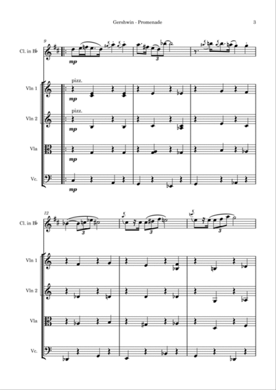 Promenade (Walking the Dog) - Clarinet Quintet Small Ensemble scores gallery preview page 3