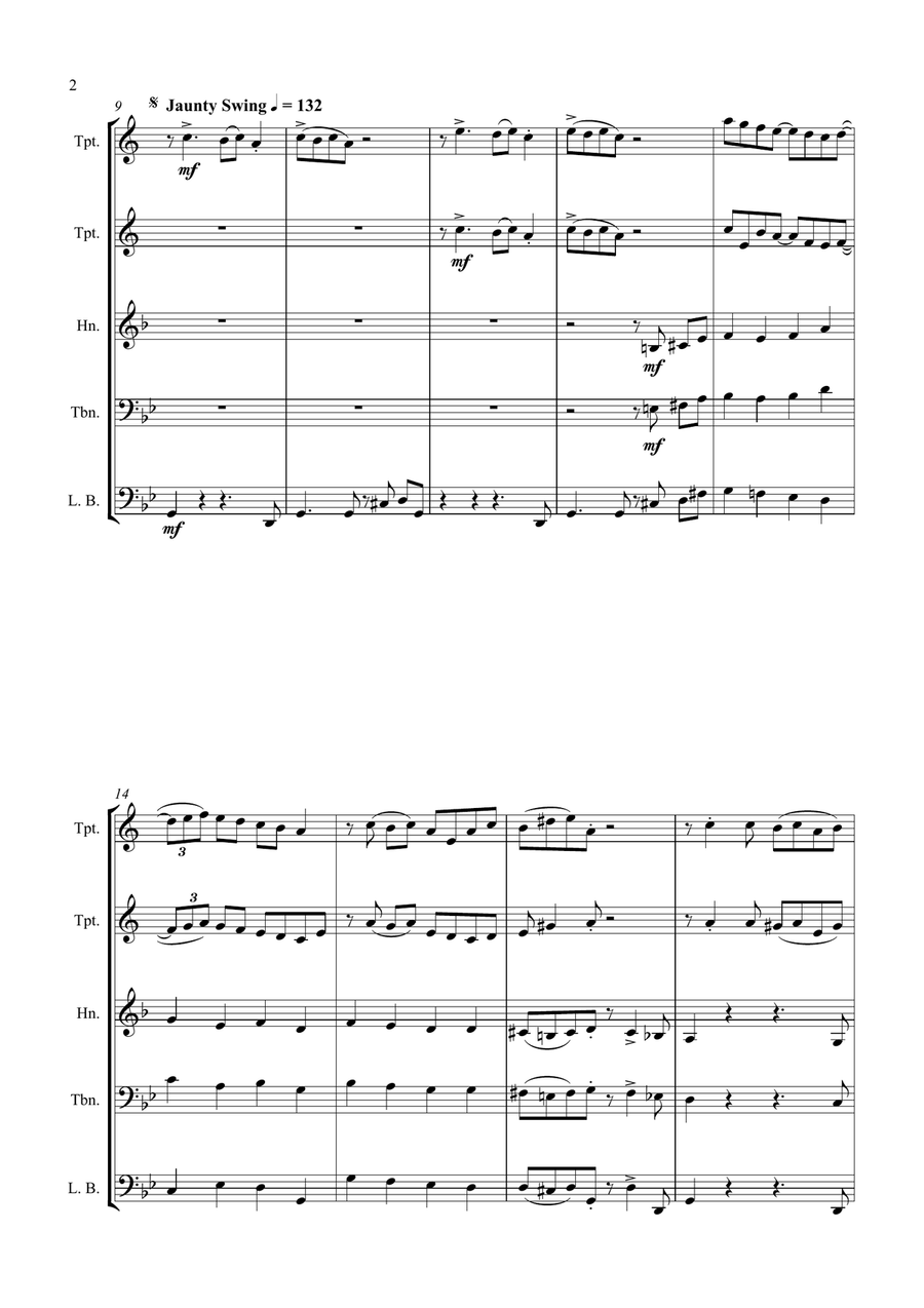Carol of the Bells (Ukrainian Bell Carol) - Jazz Arrangement for Brass Quartet Brass Quartet scores gallery preview page 2