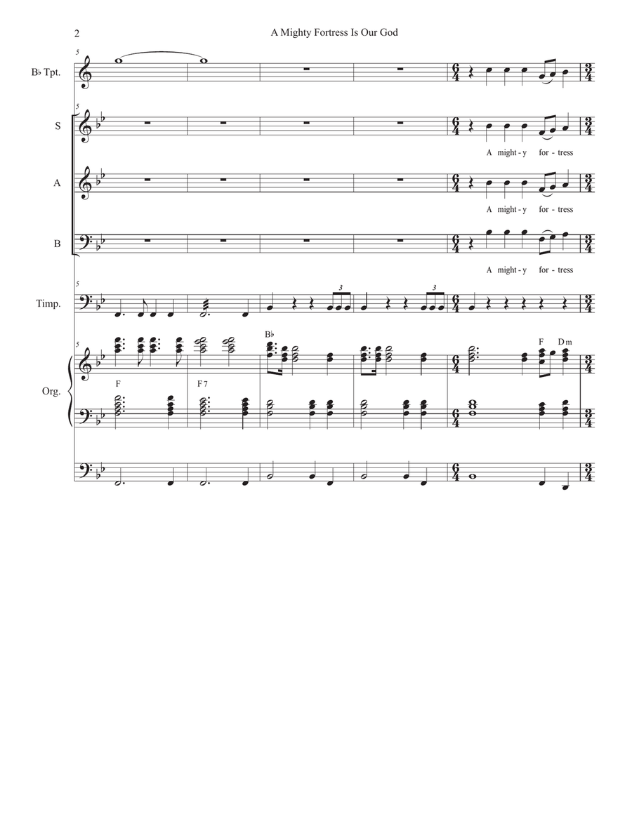 A Mighty Fortress Is Our God (Vocal Trio - (SAB) 3-Part scores gallery preview page 2