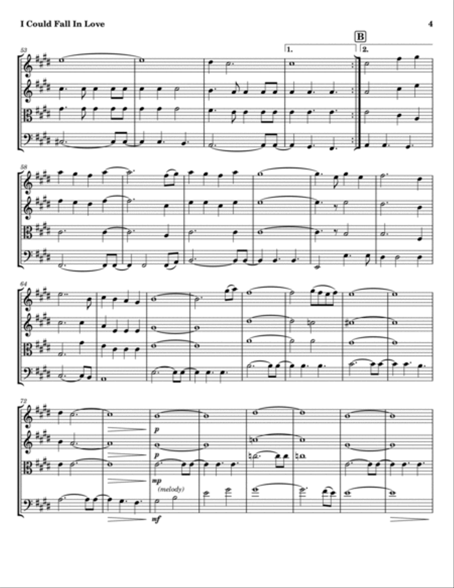I Could Fall In Love String Quartet scores gallery preview page 4
