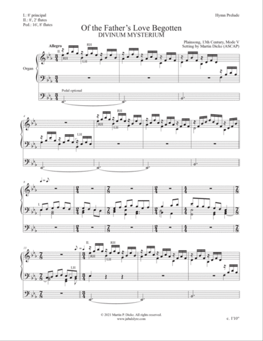 Of the Father's Love Begotten (Hymn Prelude for Organ) Organ Solo scores gallery preview page 2