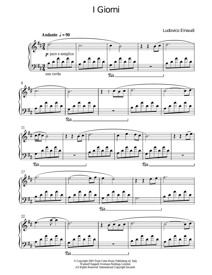 I Giorni Piano Solo scores gallery preview page 1