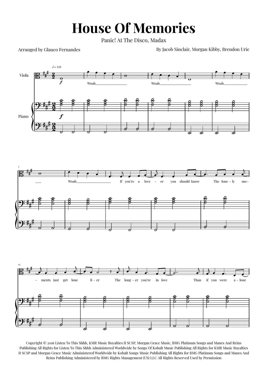 House Of Memories Viola scores gallery preview page 1