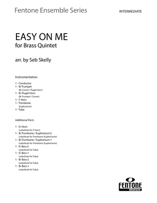Book cover for Easy On Me (for Brass Quintet) (arr. Seb Skelly) - Full Score