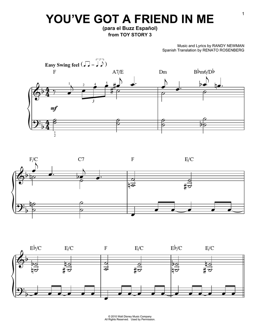 You've Got a Friend in Me (para el Buzz Español) (from Toy Story 3) Voice scores gallery preview page 1
