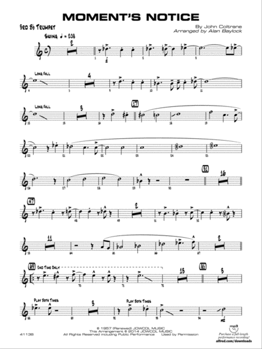 Moment's Notice: 3rd B-flat Trumpet Jazz Ensemble scores gallery preview page 1