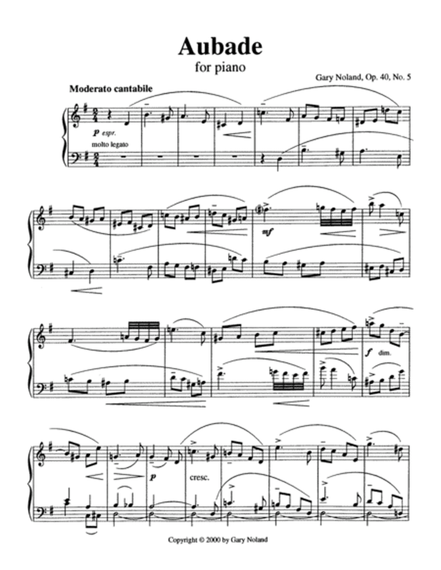 "Aubade" for piano Op. 40, No. 5