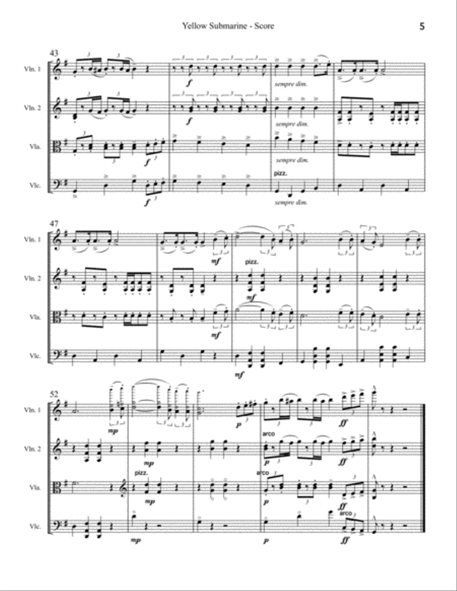 Yellow Submarine String Quartet scores gallery preview page 5