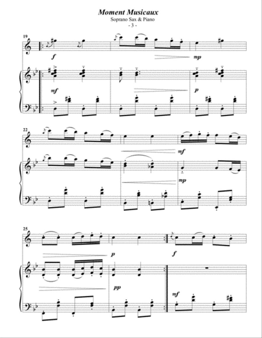 Schubert: Moment Musicaux for Soprano Sax & Piano Soprano Saxophone scores gallery preview page 3