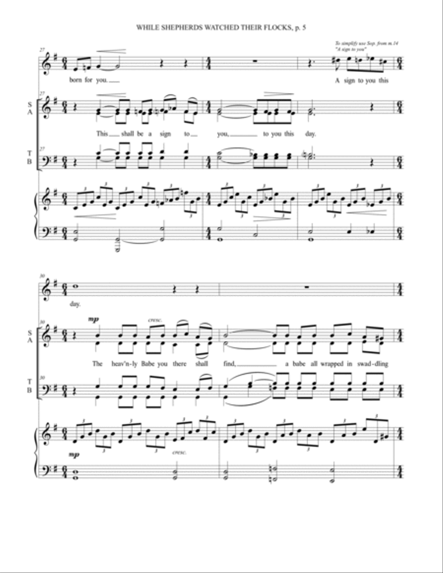 Second Mvmt (SATB), While Shepherds Watched Their Flocks / Rachmaninoff's Piano Concerto No. 2 4-Part scores gallery preview page 5