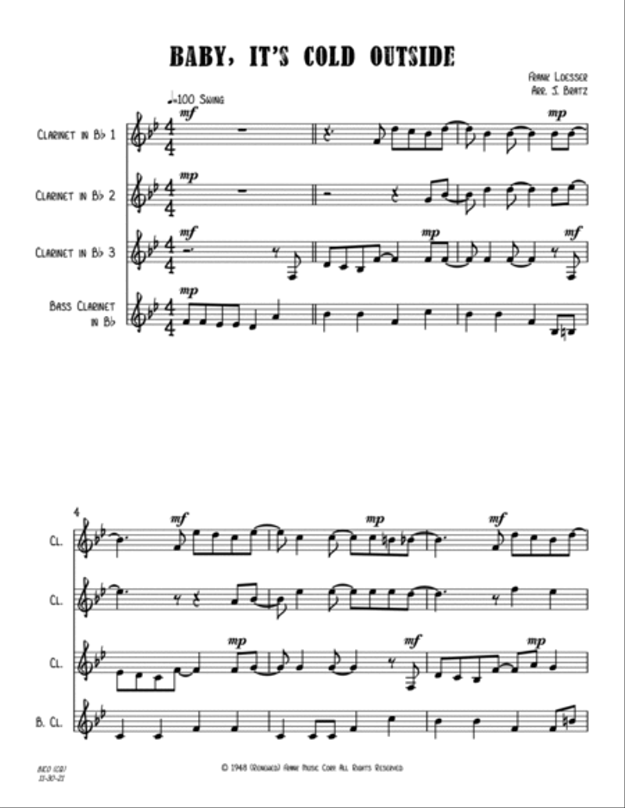 Baby, It's Cold Outside Woodwind Quartet scores gallery preview page 2