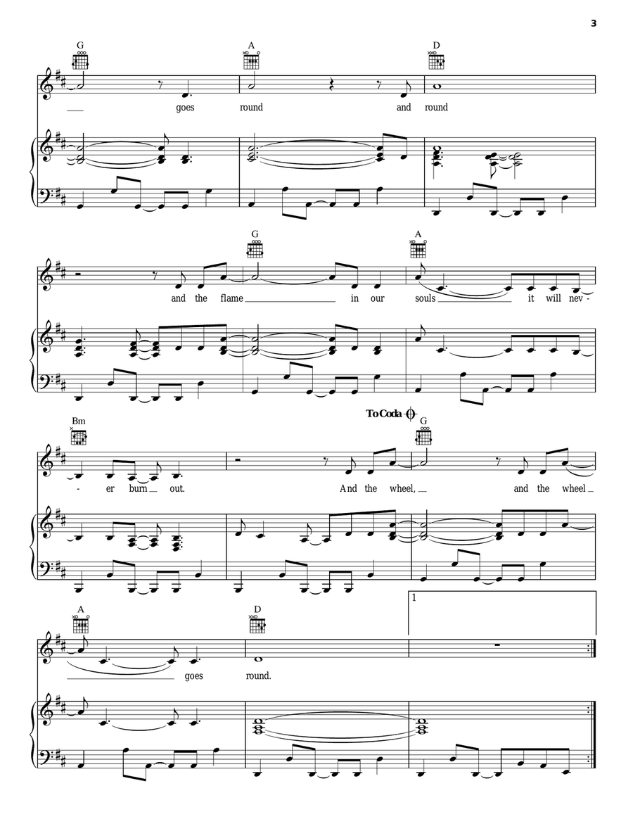 The Wheel The Wheel Piano, Vocal, Guitar scores gallery preview page 3