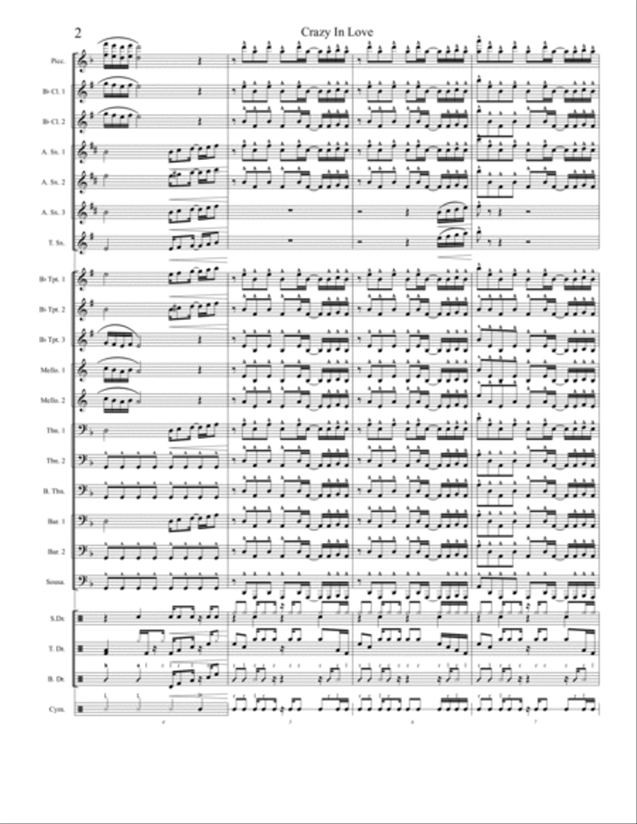 Crazy In Love Marching Band scores gallery preview page 2