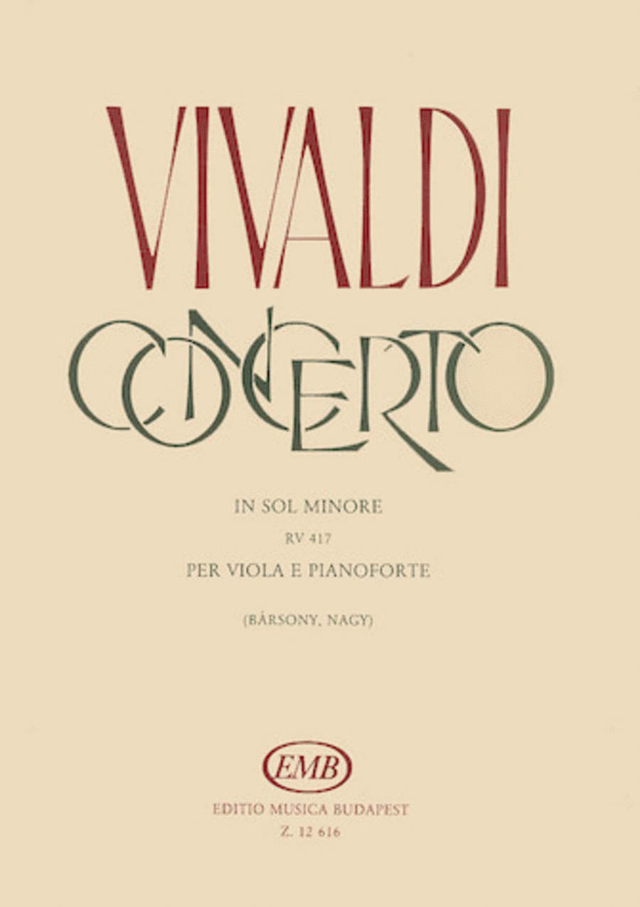 Concerto in G Minor for Viola, Strings and Cembalo RV 417