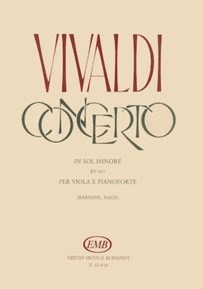 Book cover for Concerto in G Minor for Viola, Strings and Cembalo RV 417