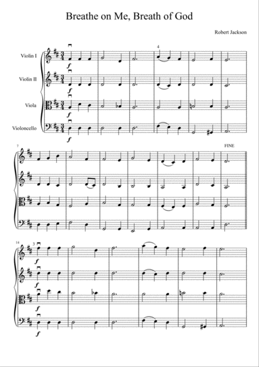 Breathe on Me, Breath of God String Quartet scores gallery preview page 2
