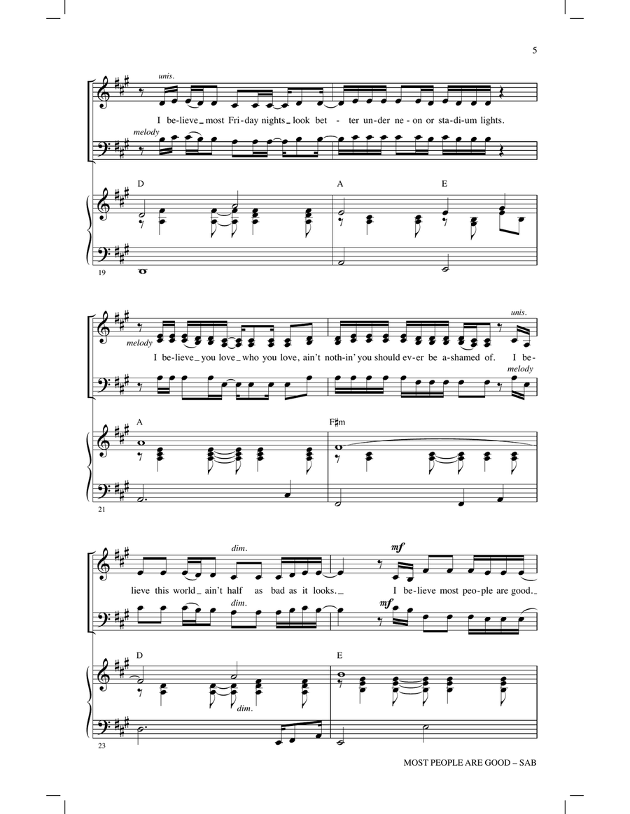Most People Are Good (arr. Ed Lojeski) 3-Part scores gallery preview page 4