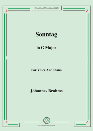Book cover for Brahms-Sonntag in G Major,for voice and piano