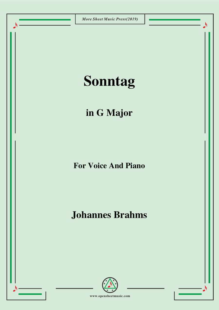 Brahms-Sonntag in G Major,for voice and piano