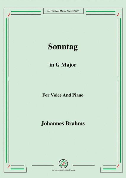 Brahms-Sonntag in G Major,for voice and piano image number null