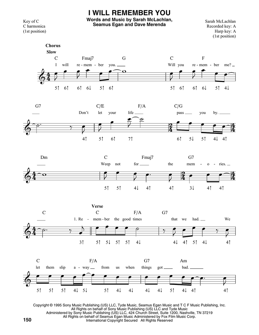 I Will Remember You I Will Remember You Harmonica scores gallery preview page 1