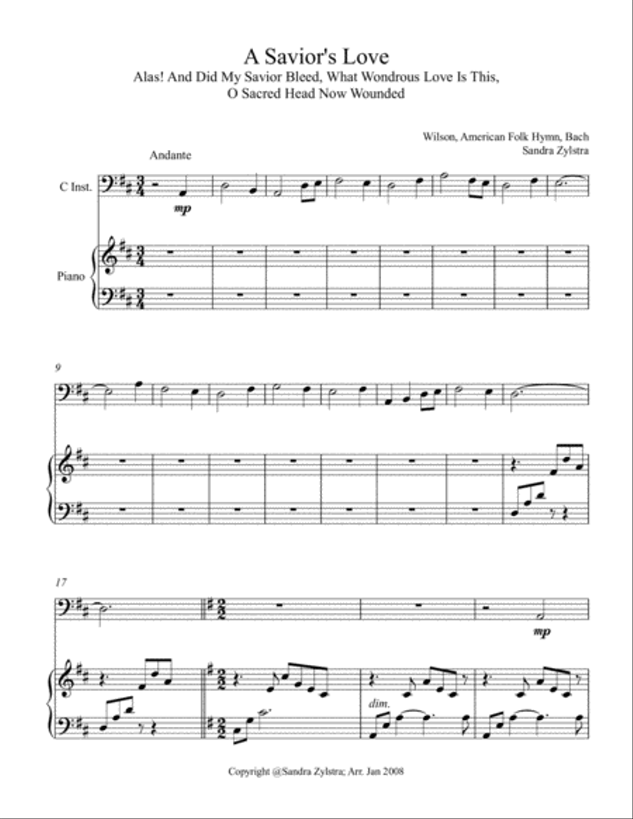 A Savior's Love (bass C instrument solo) Euphonium scores gallery preview page 2