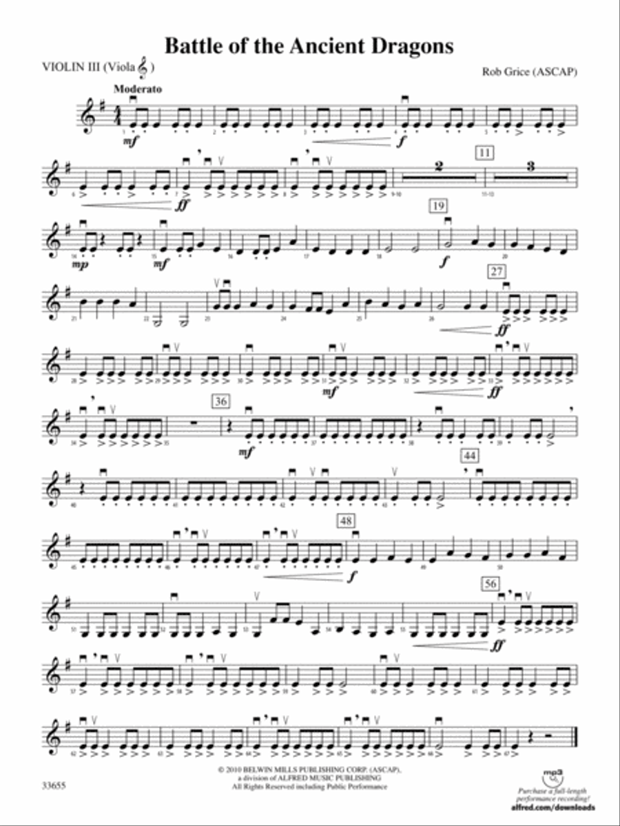 Battle of the Ancient Dragons: 3rd Violin (Viola [TC]) String Orchestra scores gallery preview page 1