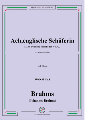 Book cover for Brahms-Ach,englische Schäferin,WoO 33 No.8,in E Major,for Voice&Piano