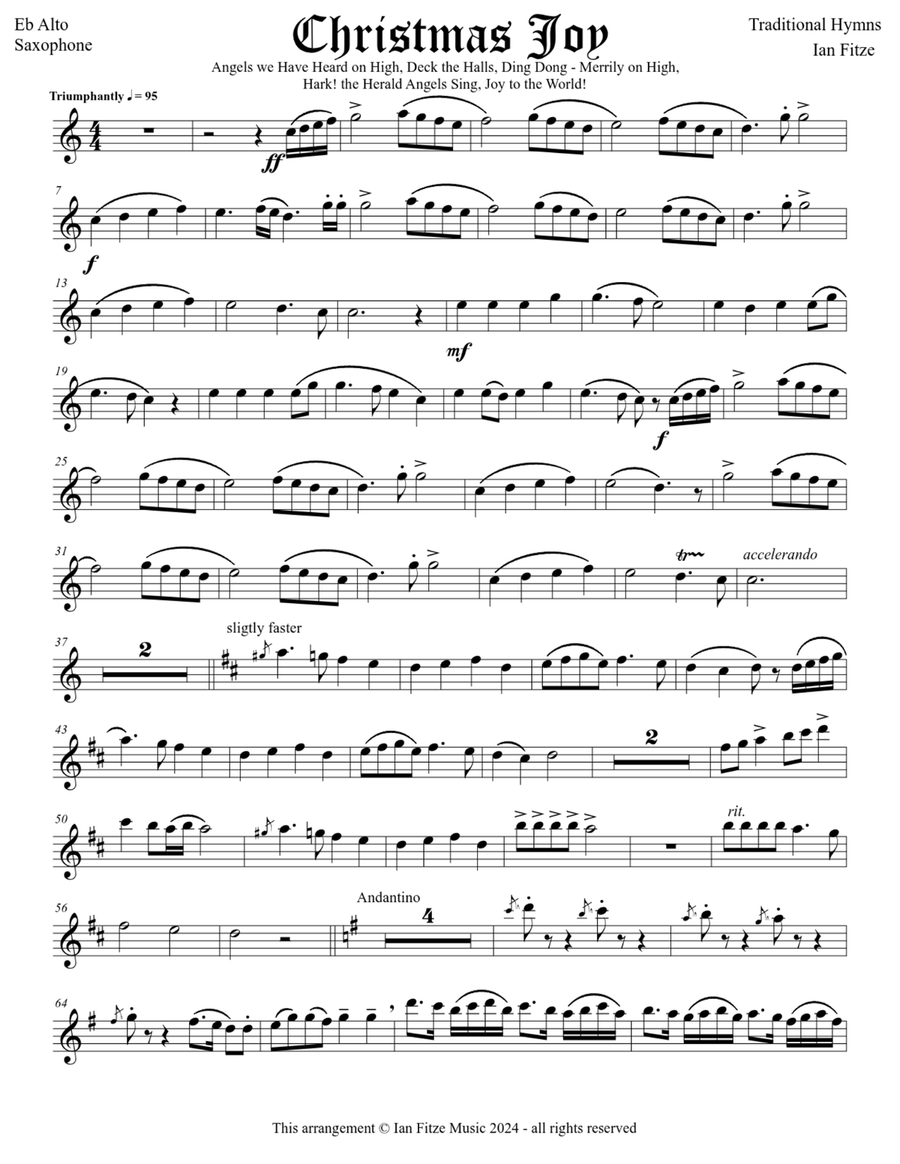 Christmas Joy - Medley of Five Joyous Christmas Carols Alto Saxophone scores gallery preview page 2